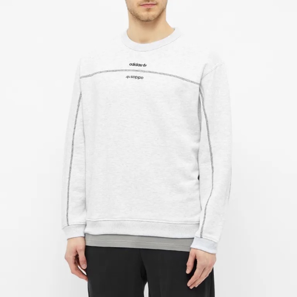 2/60$ Men’s ADIDAS R.Y.V oversized light gray crewneck sweater size Large